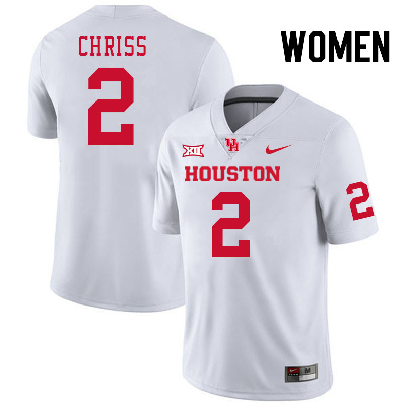 Women #2 Zeon Chriss Houston Cougars College Football Jerseys Stitched-White